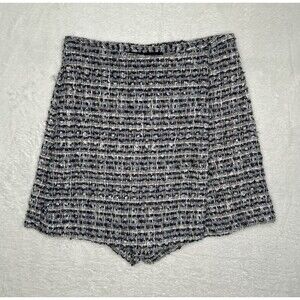 Zara Blue Textured Woven Skort Mini Skirt High Rise Women’s XS 8604/816/073